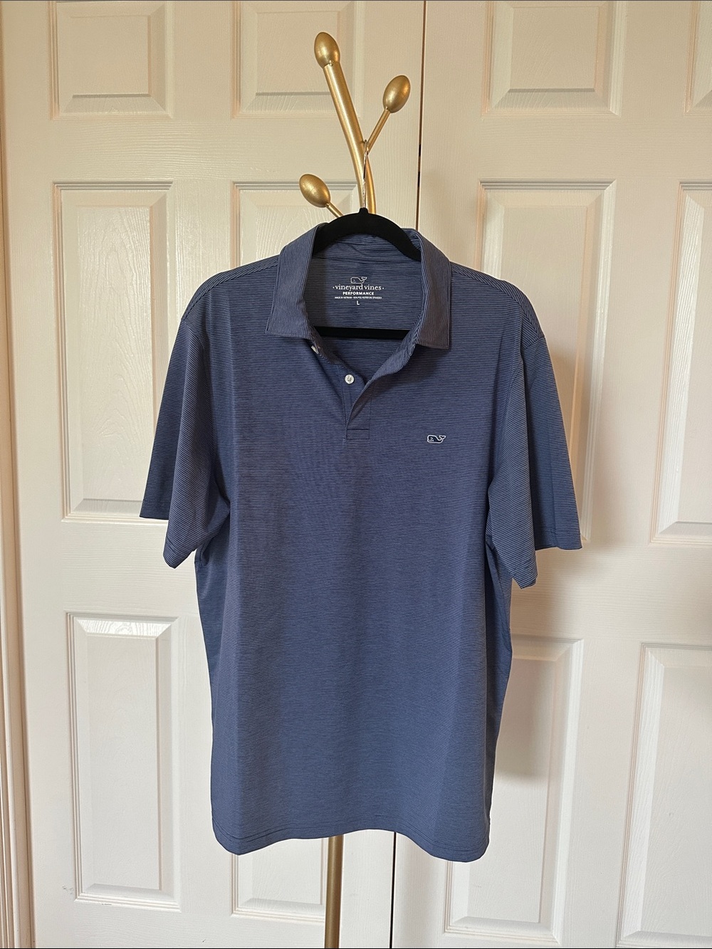 Vineyard Vines Men’s Performance Polo Navy micro stripe size L